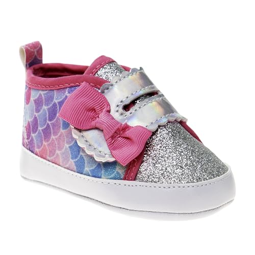 Josmo Baby Girls Infant Bow Shoes Crib Sneaker Boot, Silver Multi, 3