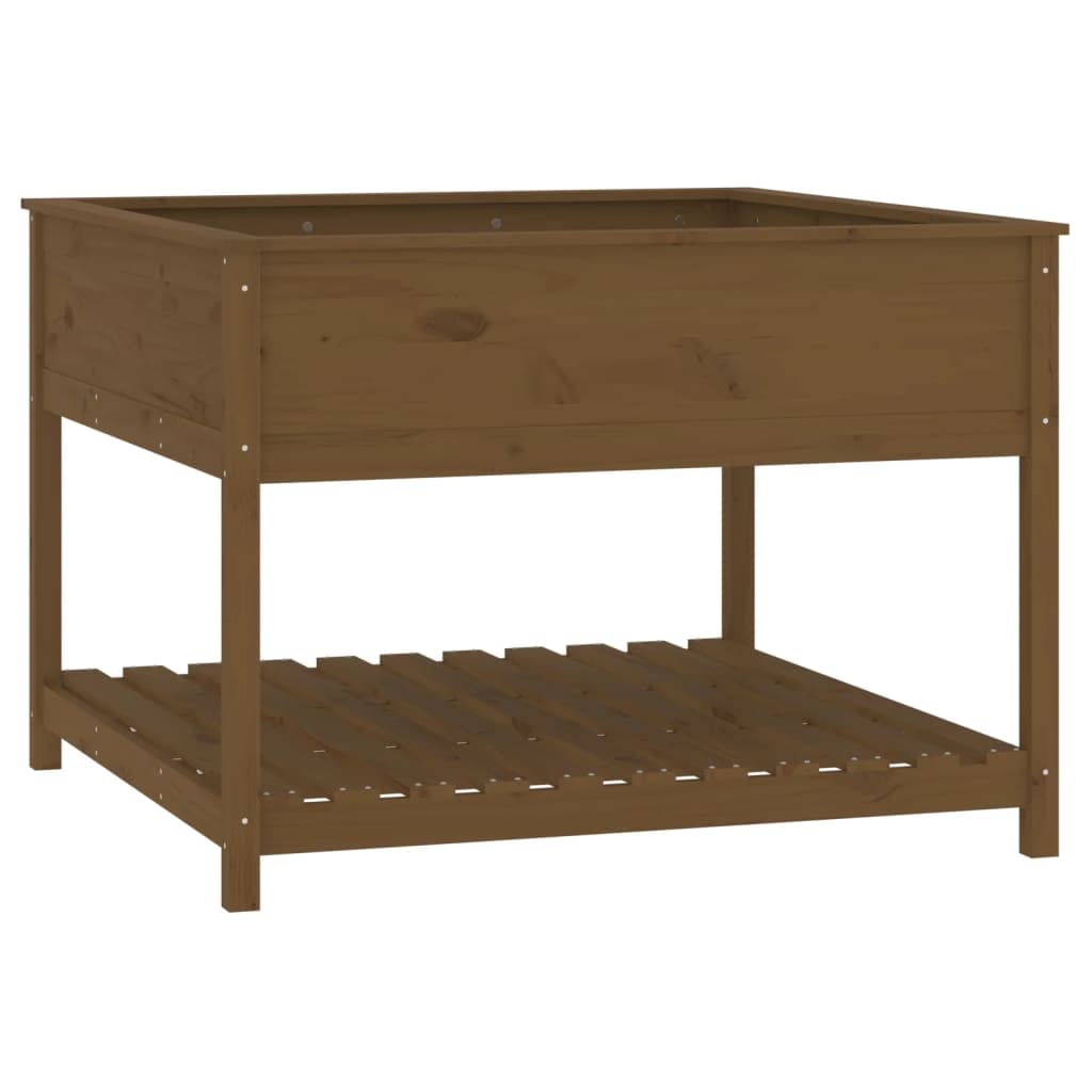 Jardinera para balcón con estante, color marrón miel, 111,5 x 111,5 x 81 cm, solución ideal para jardinería que ahorra espacio y plantas sanas