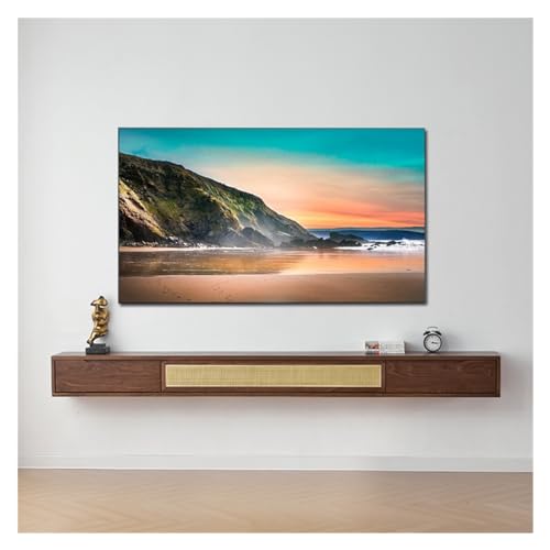 Table TV en Bois De Noyer, Meuble TV Flottant, Console Multimédia TV Murale De 82 Pouces, Étagères TV Flottantes avec 2 Tiroirs Et 1 Armoire De Rangement À Pris,One Color-210x26x22cm