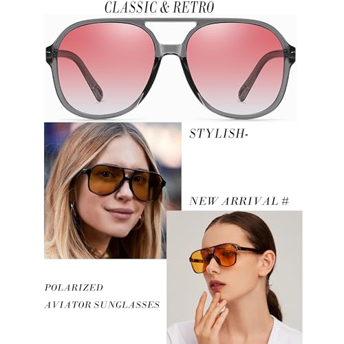 Image of Onrtry Retro Polarized Aviator Sunglasses for Women Men Classic 70s Vintage Trendy Square Sun Glasses Shades