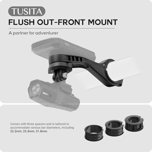 TUSITA Flush Out Front Mount Compatible with Garmin Edge GPS Bike Computer, XOSS G/G+, Quarter-Turn to Friction Flange Mount Adapter Included