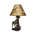 North American Bull Moose Table Lamp with a 12-Inch Diameter Forest Print Shade- Wildlife Decor - Perfect for Living Rooms, Cabins, and Bedrooms - 20 Inches Tall