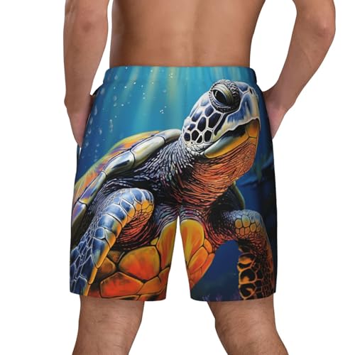 Men's Swim Trunks Quick Dry Board Shorts Painted Sea Turtle Beach Shorts with Pocket Bathing Suits for Men3