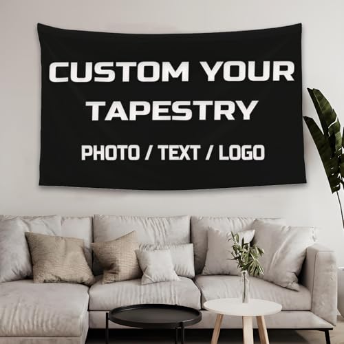 Ognehnep Custom Tapestry Personalized Wall Hanging Banner with Your Photo Text or Logo Customize Fabric Sign for Bedroom Dorm Office Events or Gifts