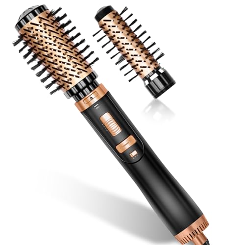 Rotating Hair Dryer Brush, UKLISS Hot Air Styler 2 in 1 with 28mm | 53mm Hair Curling Brush, Blow Dryer for Styling, Hot Brush Hairdryer for Short Long Hair, Gifts Set for Women Hair Styling - Black