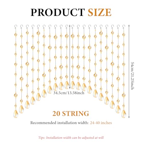 Image of HASTHIP Crystal Bead String Curtain 0.6-0.8M Self-Adhesive Decor