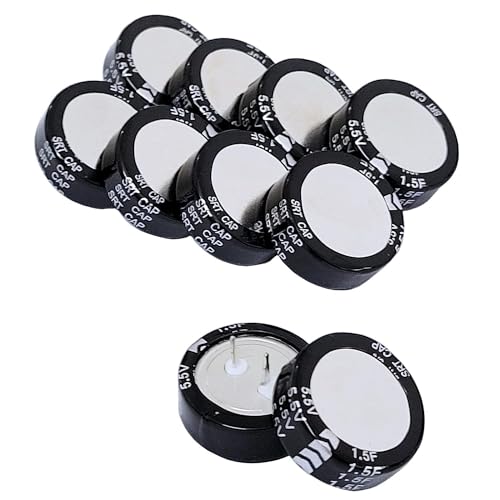 10x Super Capacitor 5.5V 1.5F C-Type Button Capacitor High Energy Low Resistance High Consistency Suitable for Consumer Electronics Toys