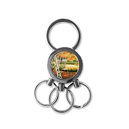 Porte-clés forêt d'automne en métal cadeau artistique pour les proches