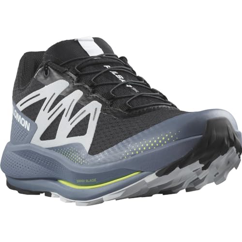 Salomon Men's Pulsar Trail Running Shoe, Black/China Blue/Arctic Ice, US 13 M4