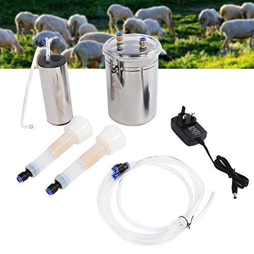 Cow Milking Machine 2L Electric Milking Machine Portable Stainless Steel Cattle Milking Machine Vacuum Sheep Goat Milker for Home Small-scalefarm(for Cow)