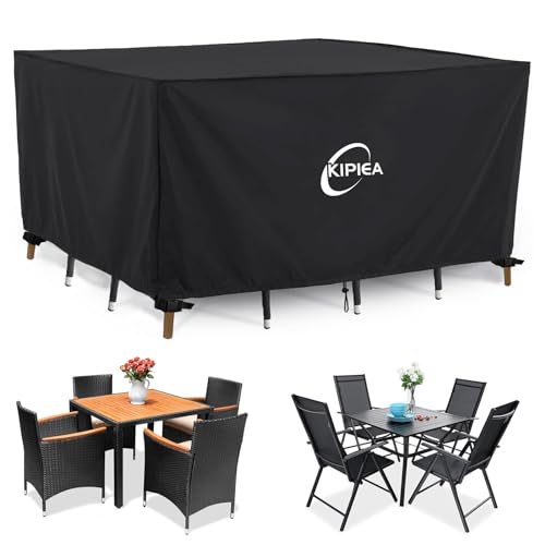 Kipiea Outdoor Furniture Covers Waterproof, 420D Heavy-Duty Patio Furniture Set Covers, No Tears Anti UV No Fading (58" L×34" W×28" H)