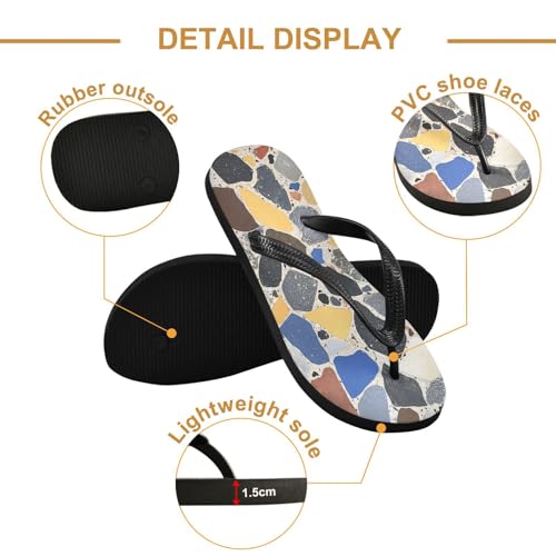 CEBUGI Unisex Flip Flop -Flat Sandal -NonSlip Couple Slippers -Natural Rubber Foam Soles Ultimate Comfort and Durability for Indoor Outdoor|Terrazzo Floor2