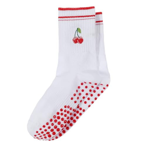 Ymapinc Non Slip Pilates Socks for Women - Cute Cherry Yoga 