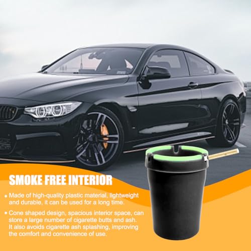 Image of Mandark Car Ashtray, 2PCS Glow In The Dark Smokeless Self-Extinguishing Vehicle Cigarette Trash Can, Smellproof Portable Automotive Ash Holder Organizer, Universal for Truck Home Office (Black)