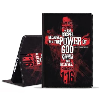 BWOOLL Case for iPad Pro 11 Inch M4 (2024, 5th Generation) - Slim Lightweight PU Leather Stand Cover with Auto Wake/Sleep for iPad Pro 11 2024, Christian Cross Bible Verse Quotes Romans 1:16