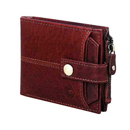 Image of Crafted RFID Safe Leather Wallet for Men /Women, Bifold Trendy, Full Grain with Card Holder and Zipper Coin Pocket