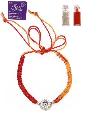 Image of Sukkhi Rakhi 925 Sterling Silver Designer Infinity Silver Rakhi Bracelet for Men with Roli Chawal & Free Greeting Card with Certificate of Authenticity | 925 Silver Rakhi for Brother