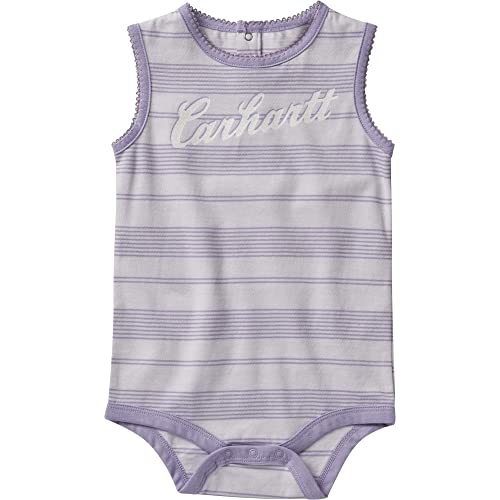Carhartt Baby Girls' Stripe Tank Bodysuit, Lavender Fog, 9 Months