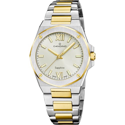 Candino Swiss Damen Uhr Analog Edelstahl 316L Multi - Quarzwerk - Saphirglas hochresistent - 5 ATM wasserdicht C4776/3 - Lady Elegance