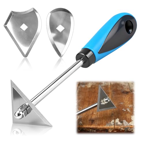 Paint Scraper Tool Set with Replacement Blades (Triangle + Combination + Heart), Stainless Steel Shave Hook Tools Kit for Stripping Paint, Glue and Residue from Wood, Metal, Walls Furniture Surfaces