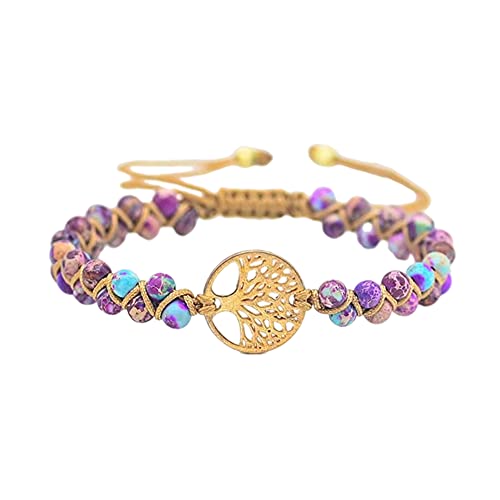 Image of Women Boho Wrap Bracelet,Handmade Natural Stone Crystal Emperor Beads Heart Bracelet, Fashion Bohemian Jewelry Gift for Women