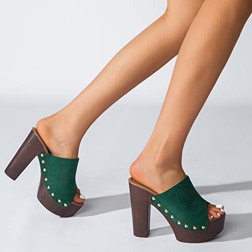 Guniyifs Women's Platform Sandal Heeled Sandals For Women Chunky Heel Summer Dressy Leather Peep Toe Mule Sandals Block Heel #TOP5