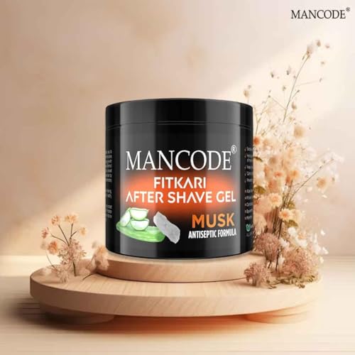 MAN CODE Fitkari After Shave Gel Musk for Men | Post Shave Gel | Treats Aftershave Cuts; Wounds; Razor Burn | Skin Irritation | Refreshing Musky Fragrance | Alcohol Free After Shave 100gm (Pack of 1)