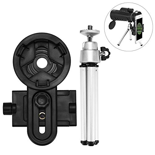 occer Universal Telescope Smartphone Adapter with Tripod Mount,Cell Phone Adapter Compatible with Monocular,Binoculars,Spotting Scopes, Microscope & Image Capturer Support Eyepiece Diameter 26 to 46mm