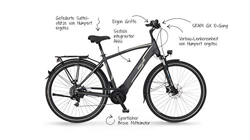 Fischer E-Bike Trekking, VIATOR 5.0i Elektrofahrrad für Herren, RH 50 cm, Mittelmotor 50 Nm, 36 V Akku im Rahmen, schiefergrau matt, 28 Zoll