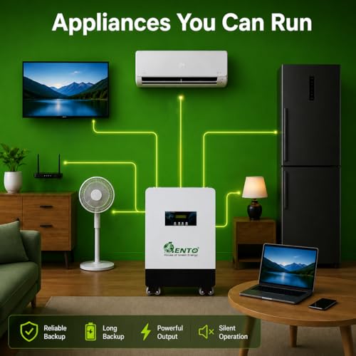 Image of Lento 2100VA 25.6V Solar Hybrid Lithium Battery Inverter | Inbuilt LiFePO4 Battery | Pure Sine Wave UPS | PWM Solar Controller | Home & Office Power Backup | Maintenance-Free Design