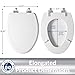 Mayfair Bennett Toilet Seat with Chrome Hinges, Slow Close Wood Seat, Secure Metal Hinges, Easy Install, Made in USA, Elongated, White