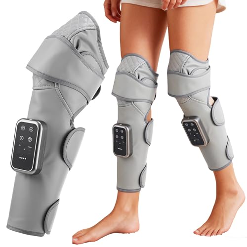 Presoterapia Masajeador de Piernas, Correas ajustables de 360°, 3 Niveles de Intensidad y Temperatura, Alivio Muscular, para Todas las Piernas, Rodillas, Codos