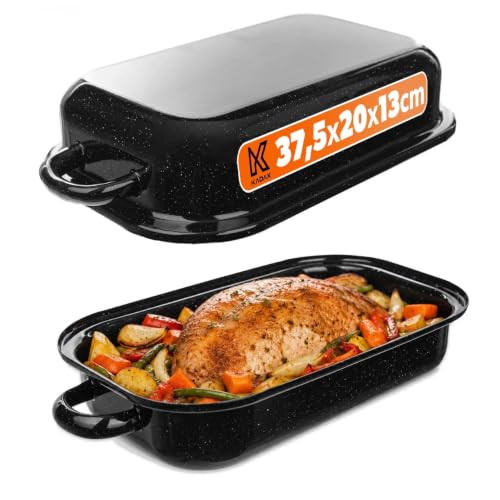 KADAX Casseruola smaltata con coperchio, 37,5 x 20 x 13 cm, per arrosti e stufati