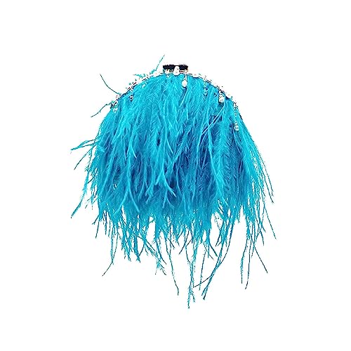 Pochette de soirée plumes d'autruche véritable et perles de nacre