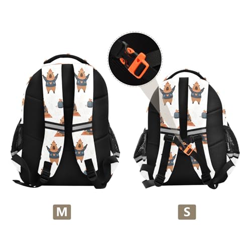 Emelivor Capybara Sports White Kids Backpack Cute School Backpacks Toddler Bookbag Daypacks for Boys,S3