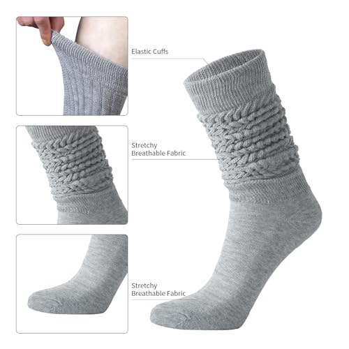 30 Pairs Women Slouch Socks Scrunch Stacked Boot Socks Bulk Pack for Women Girls Teens Size 9-114