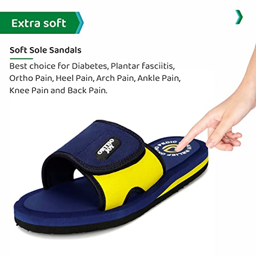 Image of ORTHO JOY Men's Orthopedic Slippers - Adjustable Velcro Strap, Soft Cushioned Footbed & Anti-Skid Comfort Sandals
