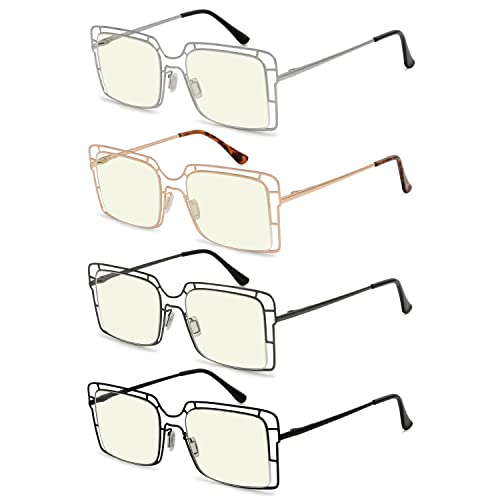 Image of Eyekepper 4-pack Reading Glasses Blue Light Blocking Thin Metal Hollow Frame Women Men Readers