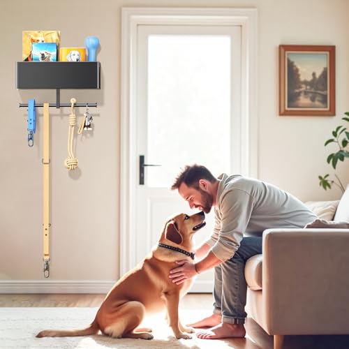 Dog Leash Holder for Wall, Dog Leash Hooks, Leashes Hangers for Pet Stuff Organizer, Dogs Leashes Shelf Organizer, Key Holder Wall Mount, Dog Accessory Storage Rack for Pet Collar, Poop Bag, Toy, Mail - Image 6