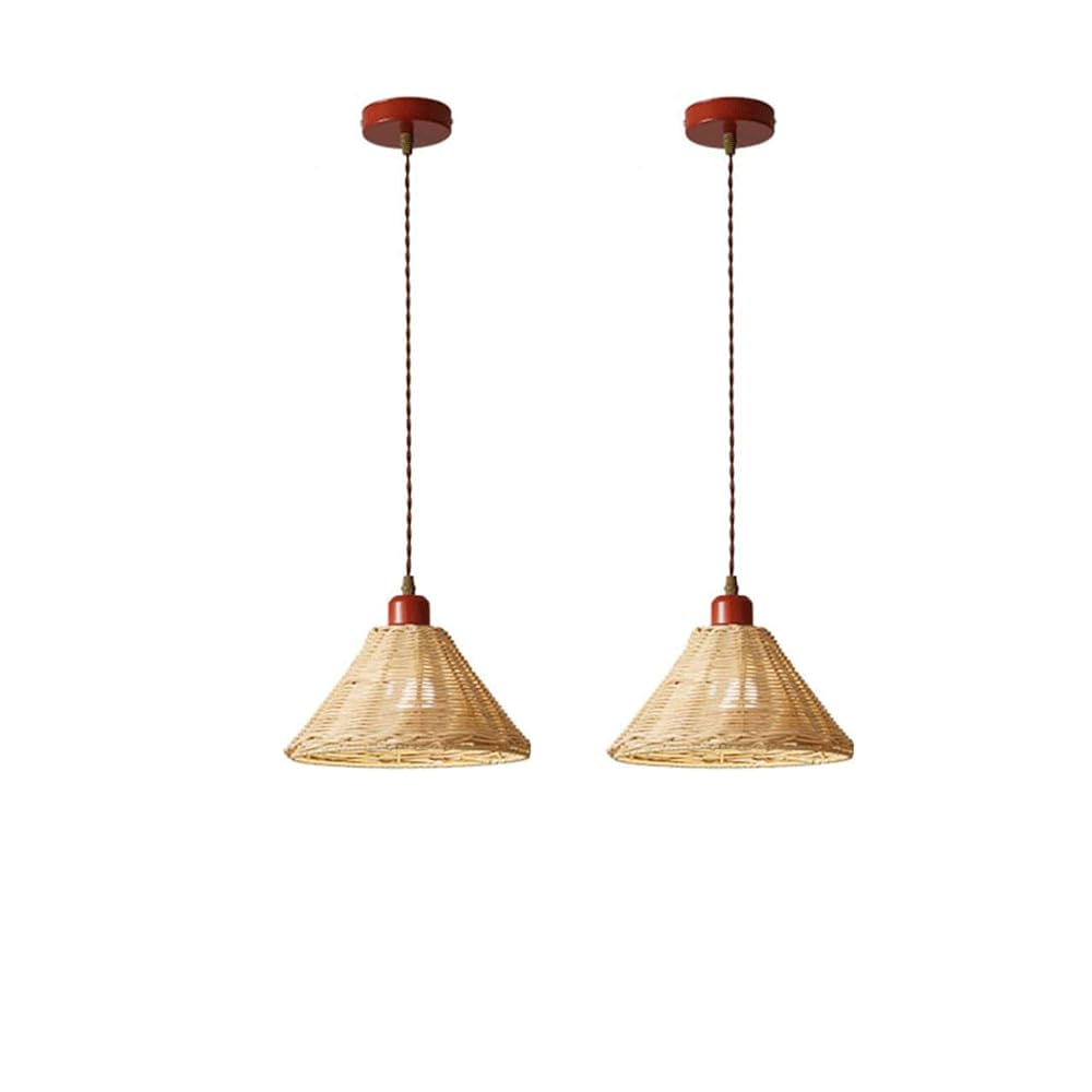 KXEcoLife 1 Light Beige Boho Hanging Chandelier, Rattan Woven Shades Lights Modern Kitchen Island, Dining Room Table Pendant Fixtures Natural Wicker Finish Ceiling Fixture,
