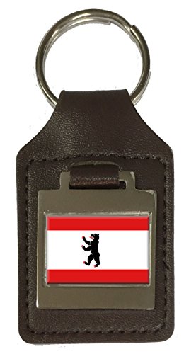 Porte-clés en cuir gravé drapeau civil berlinois anti-perte de clés