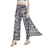 ELE-WOVEN Women's High Waist Side Slit Wrap Pants - Tie Up Front and Back - Around Pants to Jumpsuit for Casual, Yoga, Work, Swim Beach Cover Up, Summer Fashion (Navy-White)