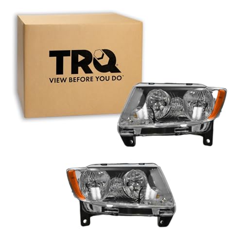 Image of TRQ Headlight Assembly Set CH2502224 CH2503224 Compatible with 2011-2013 Jeep Grand Cherokee