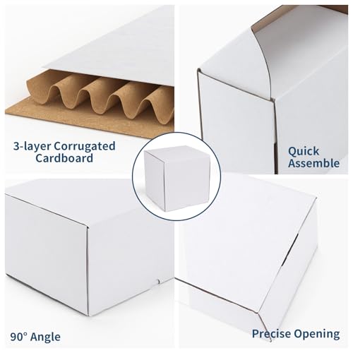 Image of ZBEIVAN 8x8x8 White Shipping Boxes Set of 15, Corrugated Cardboard Mailer Boxes for Packaging Small Business Mailing Gifts