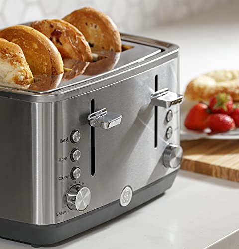 image for GE Stainless Steel 4 Slice Toaster | Extra Wide Slots for Bagels, Brea