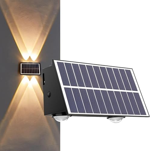 Image of GIGAWATTS 4 LED Solar Wall Light On /Off Botton & 1.5Ah Battery Water Resistant Decor Deck Fence Lights Flood Lamp for Home Garden Terrace Patio (Set of 1, Warm White)