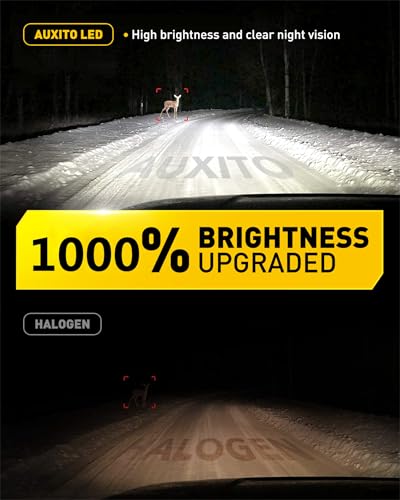 Image of AUXITO 9004 /HB1 LED HeadIight Bulbs, 1:1 Halogen Size, 6500K Ultra Bright, 1000% Brightness, Plug and Play, 60,000 Hours Lifespan, Pack of 2