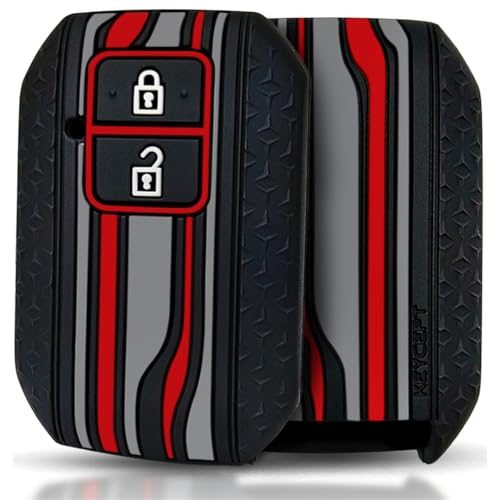Image of KEYCEPT Tristar Key Cover for Suzuki Swift, Dzire, Ertiga, Grand Vitara, Celerio, Brezza, Fronx, Jimny, Ignis, Urban Cruiser, Rumion, Hyryder, E-Vitara (2 Button smart Key Cover, Black)