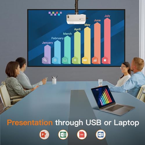 Image of 【6D /4P Correction & 15000L】4K Mini Projector with WiFi and Bluetooth, VISSPL Native 1080P and Digital Keystone Portable Outdoor Projector, Movie Home Theater Projectors for Bedroom /Ceiling