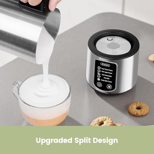 Image of Gevi Milk Frother,5 in 1 Stainless Steel Professional Milk Steamer，Easy to Clean Hot Chocolate Maker,for Hot and Cold Milk Frother for Latte,Macchiato,Cappuccino and Hot Chocolate